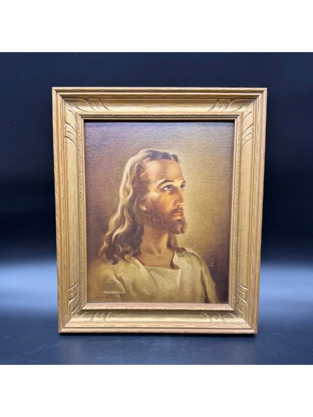 Head Of Christ Jesus Christ Warner Sallman 1941 Lithograph Ornate Gold Frame Art